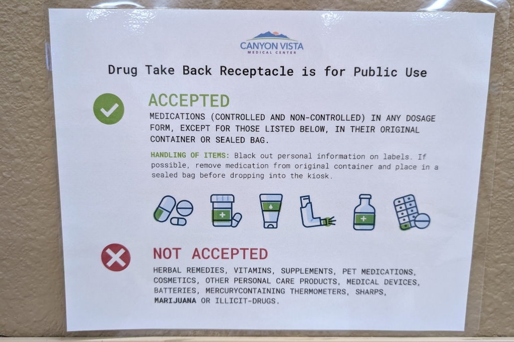 drug take back accepted items