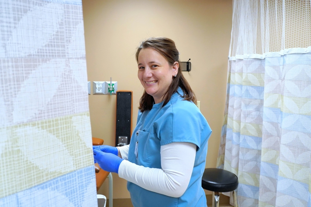Monica right before a blood draw