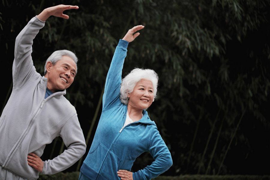 Elderly people exercising